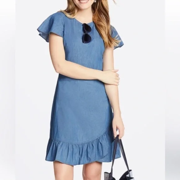 Draper James | Dresses | Draper James Ruffle Denim Dress Size 6 Feminine  Girly Summer | Poshmark